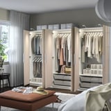 PAX / FARDAL Wardrobe combination, white/high gloss light orange, 118 1/8x23 5/8x79 1/4 "