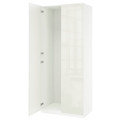 PAX / FARDAL Wardrobe combination, white/high-gloss/white, 39 3/8x23 1/2x93 1/8 "