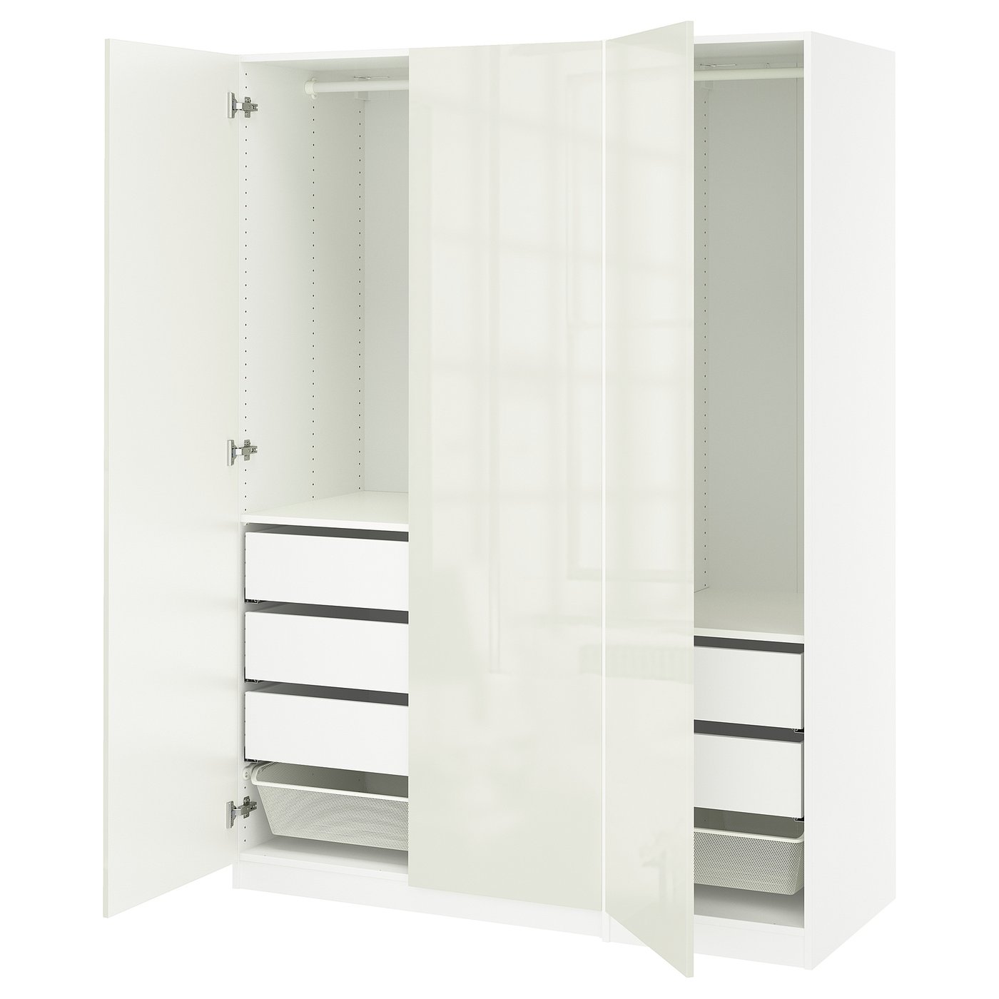 PAX / FARDAL wardrobe combination, white/high-gloss/white
