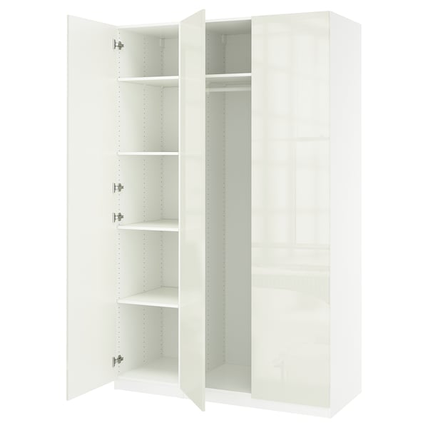 PAX / FARDAL Wardrobe combination, white/high gloss white, 59x23 5/8x93 1/8 "
