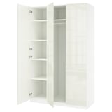 PAX / FARDAL Wardrobe combination, white/high gloss white, 59x23 5/8x93 1/8 "