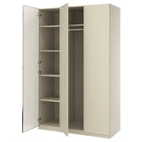 PAX / FORSAND/ÅHEIM Wardrobe combination, gray-beige/mirror glass, 59x23 5/8x93 1/8 "