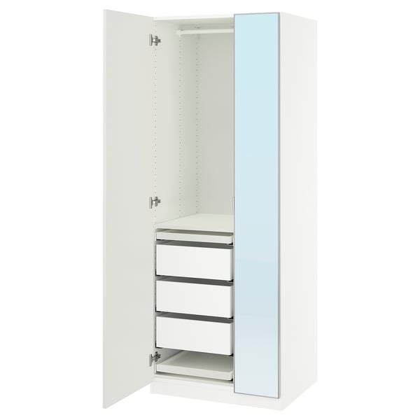 PAX / FORSAND/ÅHEIM Wardrobe combination, white/mirror glass, 29 1/2x23 5/8x79 1/4 "