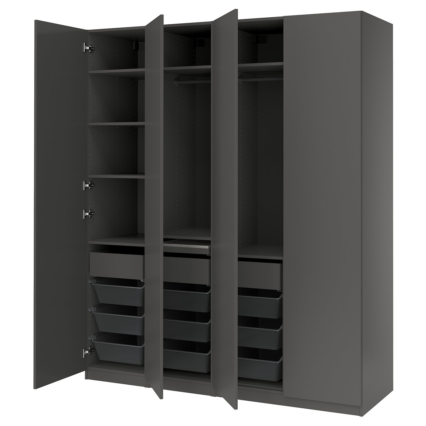 PAX / FORSAND wardrobe combination, dark gray/dark gray, 200x60x236 cm ...