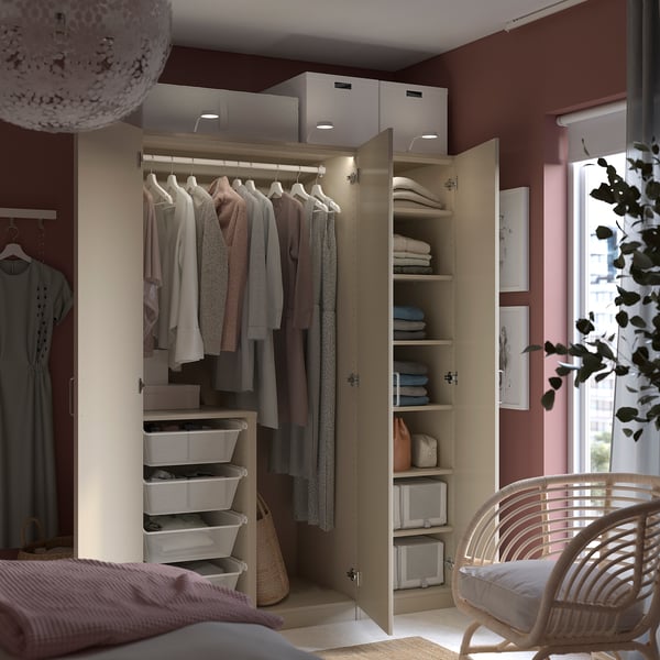 PAX / FORSAND Wardrobe combination, gray-beige/gray-beige, 59x23 5/8x79 1/4 "