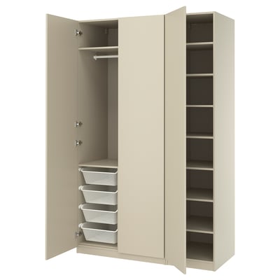 PAX / FORSAND Wardrobe combination, gray-beige/gray-beige, 59x23 5/8x93 1/8 "
