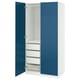 Option: PAX / FYRUDDEN Wardrobe combination, white/blue, 39 3/8x23 5/8x79 1/4 "