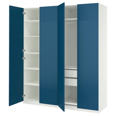 PAX / FYRUDDEN Wardrobe combination, white/blue, 78 3/4x23 5/8x93 1/8 "