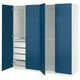 Option: PAX / FYRUDDEN Wardrobe combination, white/blue, 78 3/4x23 5/8x79 1/4 "