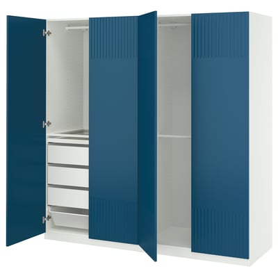 PAX / FYRUDDEN Wardrobe combination, white/blue, 78 3/4x23 5/8x79 1/4 "