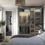 PAX / GRIMO Wardrobe combination, white gray-green/white, 72 7/8x23 5/8x93 1/8 "