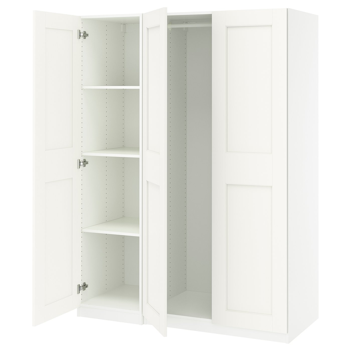 PAX / GRIMO wardrobe combination, white/white, 150x60x201 cm