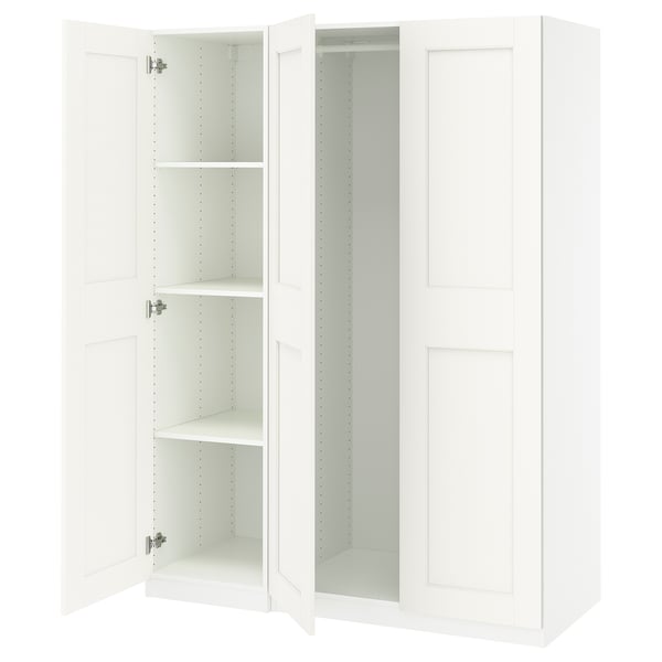 PAX / GRIMO Wardrobe combination, white/white, 59x23 5/8x79 1/4 "