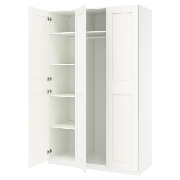 PAX / GRIMO Wardrobe combination, white/white, 59x23 5/8x93 1/8 "