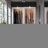 PAX / GRIMO Wardrobe with sliding doors, white/clear glass white, 59x26x79 1/4 "
