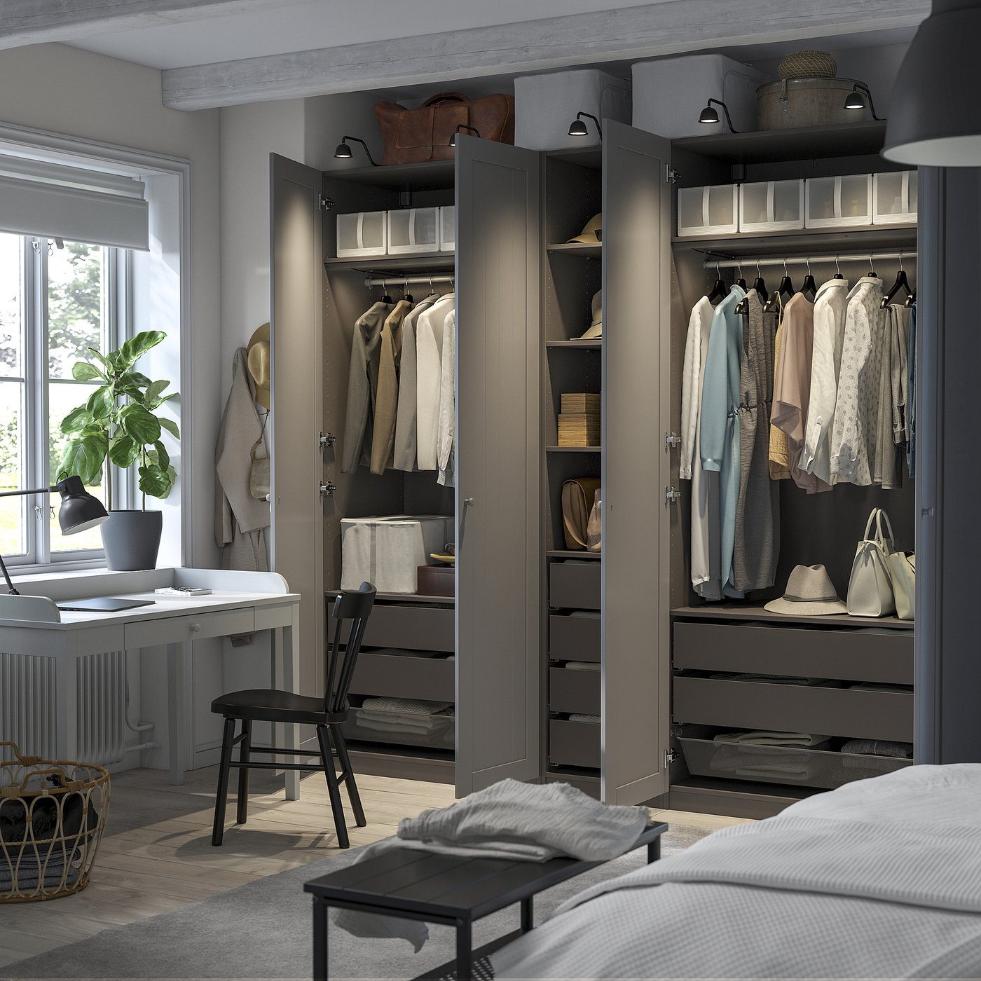 PAX / GULLABERG wardrobe combination, dark gray/gray, 250x60x236