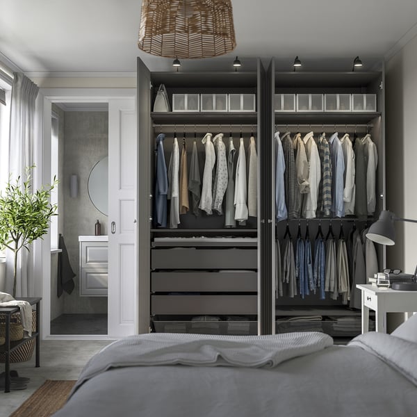 PAX / GULLABERG Wardrobe combination, dark gray/gray, 78 3/4x23 5/8x93 1/8 "