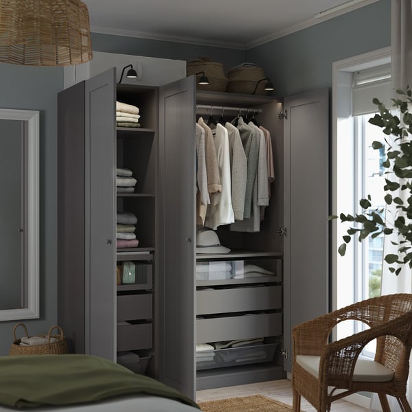 PAX / GULLABERG Wardrobe combination, dark gray/gray, 59x23 5/8x79 1/4 "