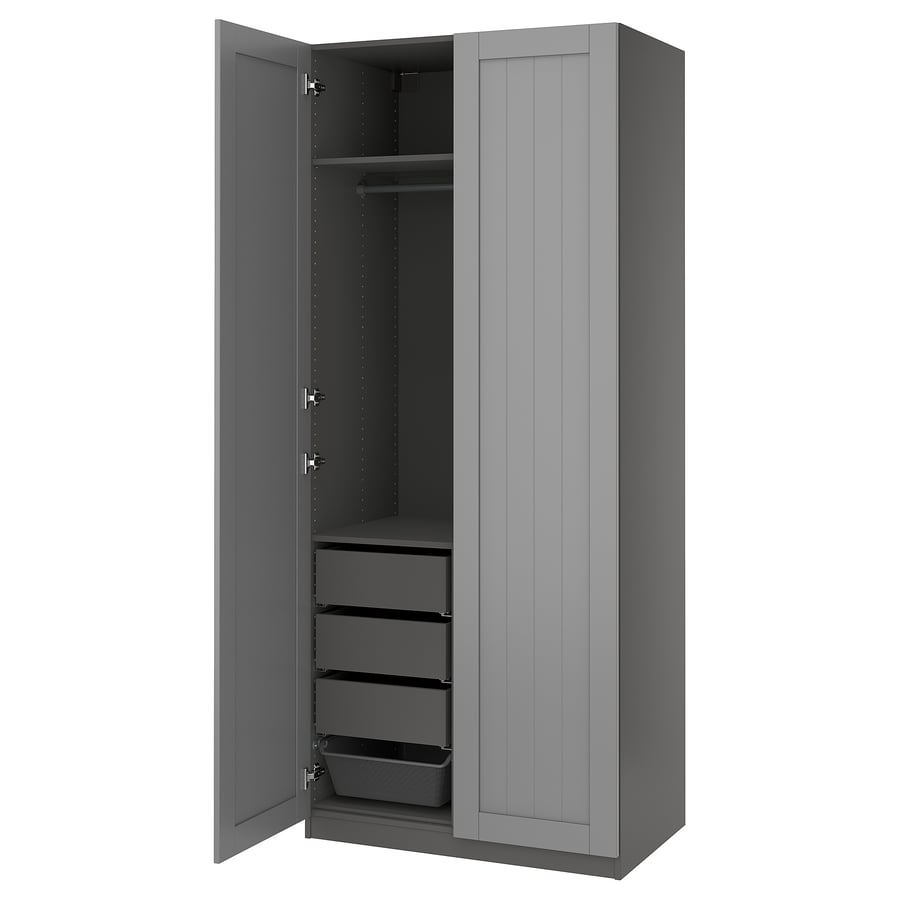 PAX / GULLABERG wardrobe combination, dark gray/gray, 100x60x236 cm ...