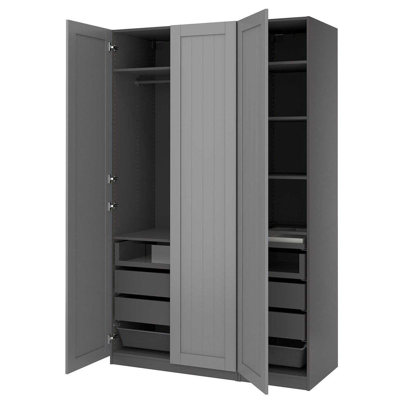 PAX / GULLABERG wardrobe combination, dark gray/gray, 150x60x236
