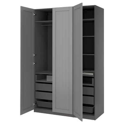 PAX / GULLABERG Wardrobe combination, dark gray/gray, 59x23 5/8x93 1/8 "