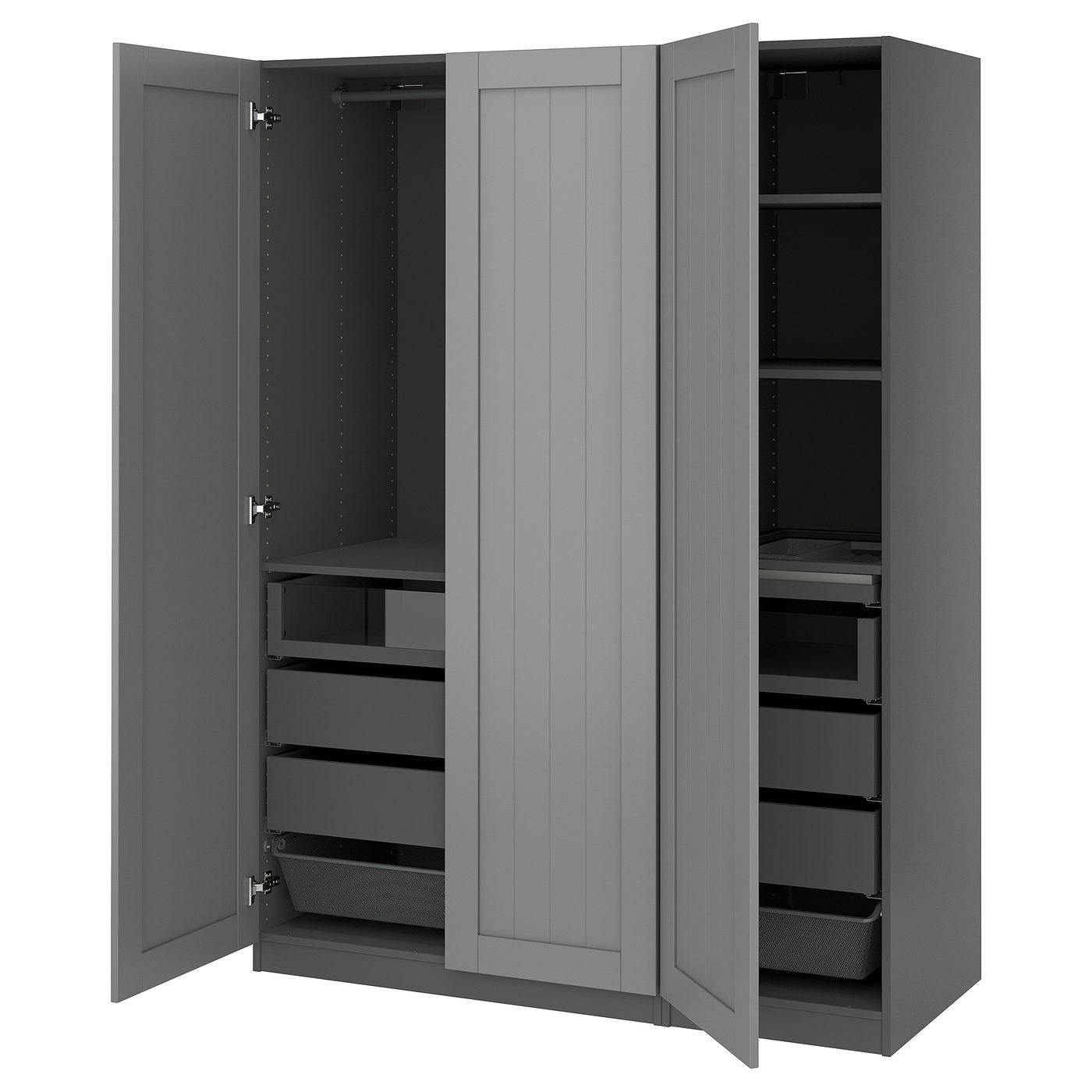 PAX / GULLABERG wardrobe combination, dark gray/gray, 150x60x201