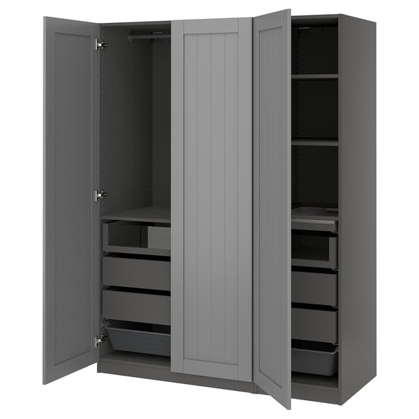 PAX / GULLABERG Wardrobe combination, dark gray/gray, 59x23 5/8x79 1/4 "