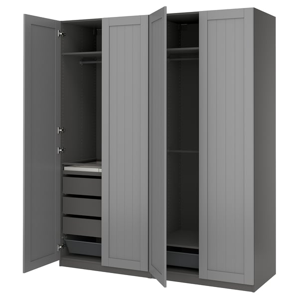 PAX / GULLABERG Wardrobe combination, dark gray/gray, 78 3/4x23 5/8x93 1/8 "