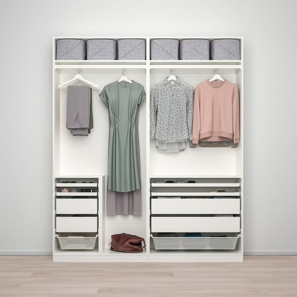 PAX / HASVIK Wardrobe combination, white/high gloss white, 783/4x173