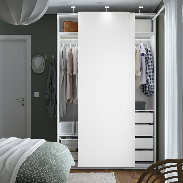 PAX / HASVIK Wardrobe with sliding doors, white/white, 59x26x92 7/8 "