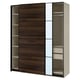 PAX / MEHAMN/AULI Wardrobe with sliding doors, gray-beige black/dark brown oak effect mirror glass, 78 3/4x26x93 1/8 "