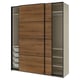 PAX / MEHAMN Wardrobe with sliding doors, gray-beige black/double sided walnut, 78 3/4x26x93 1/8 "