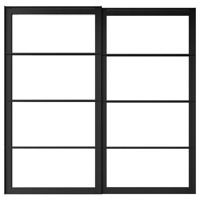 PAX Pair of sliding door frames & rail, black, 783/4x791/8" (200x201 cm