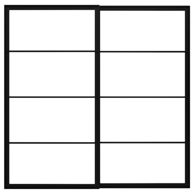 PAX Pair of sliding door frames & rail, black, 78 3/4x79 1/8 "