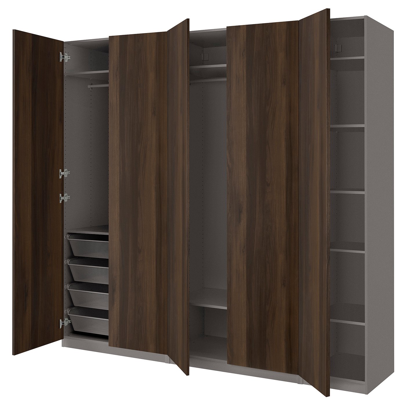 PAX / STORKLINTA wardrobe combination, dark gray/dark brown