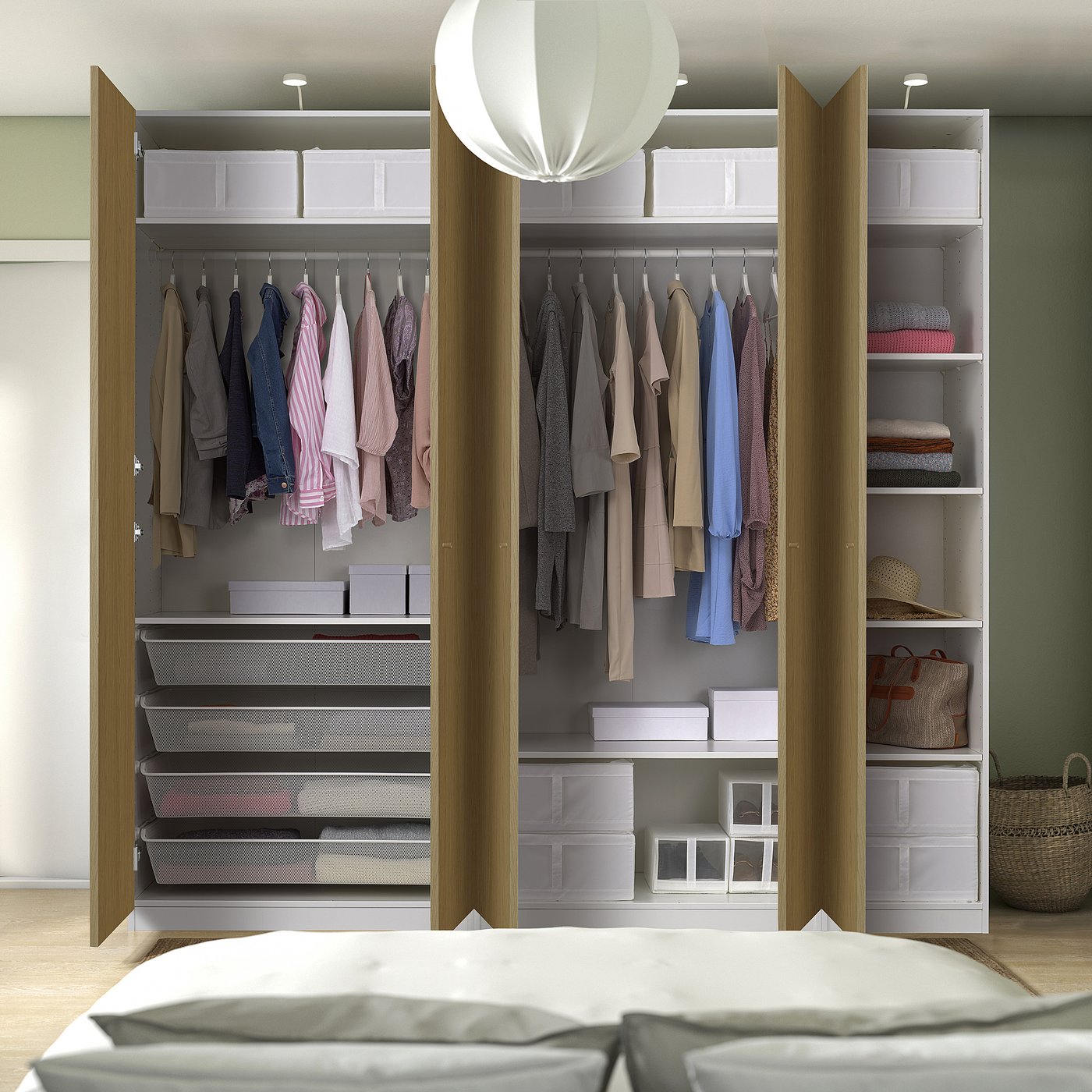 PAX / STORKLINTA wardrobe combination, white/oak effect