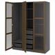 PAX / TONSTAD Wardrobe combination, dark gray brown/stained oak veneer glass, 59x23 5/8x79 1/4 "