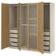 PAX / TONSTAD Wardrobe combination, gray-beige/oak veneer glass, 78 3/4x23 5/8x79 1/4 "