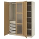 PAX / TONSTAD Wardrobe combination, gray-beige/oak veneer glass, 59x23 5/8x79 1/4 "