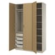 PAX / TONSTAD Wardrobe combination, gray-beige/oak veneer, 59x23 5/8x93 1/8 "