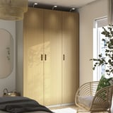 PAX / TONSTAD Wardrobe combination, gray-beige/oak veneer, 59x23 5/8x93 1/8 "