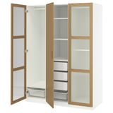 PAX / TONSTAD Wardrobe combination, white/oak veneer glass, 59x23 5/8x79 1/4 "