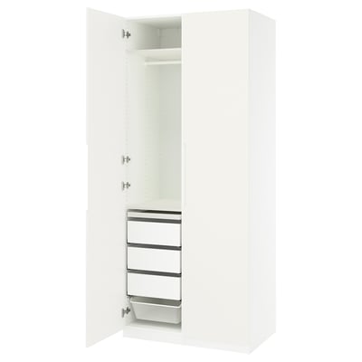 PAX / TONSTAD Wardrobe combination, white/off-white, 39 3/8x23 5/8x93 1/8 "