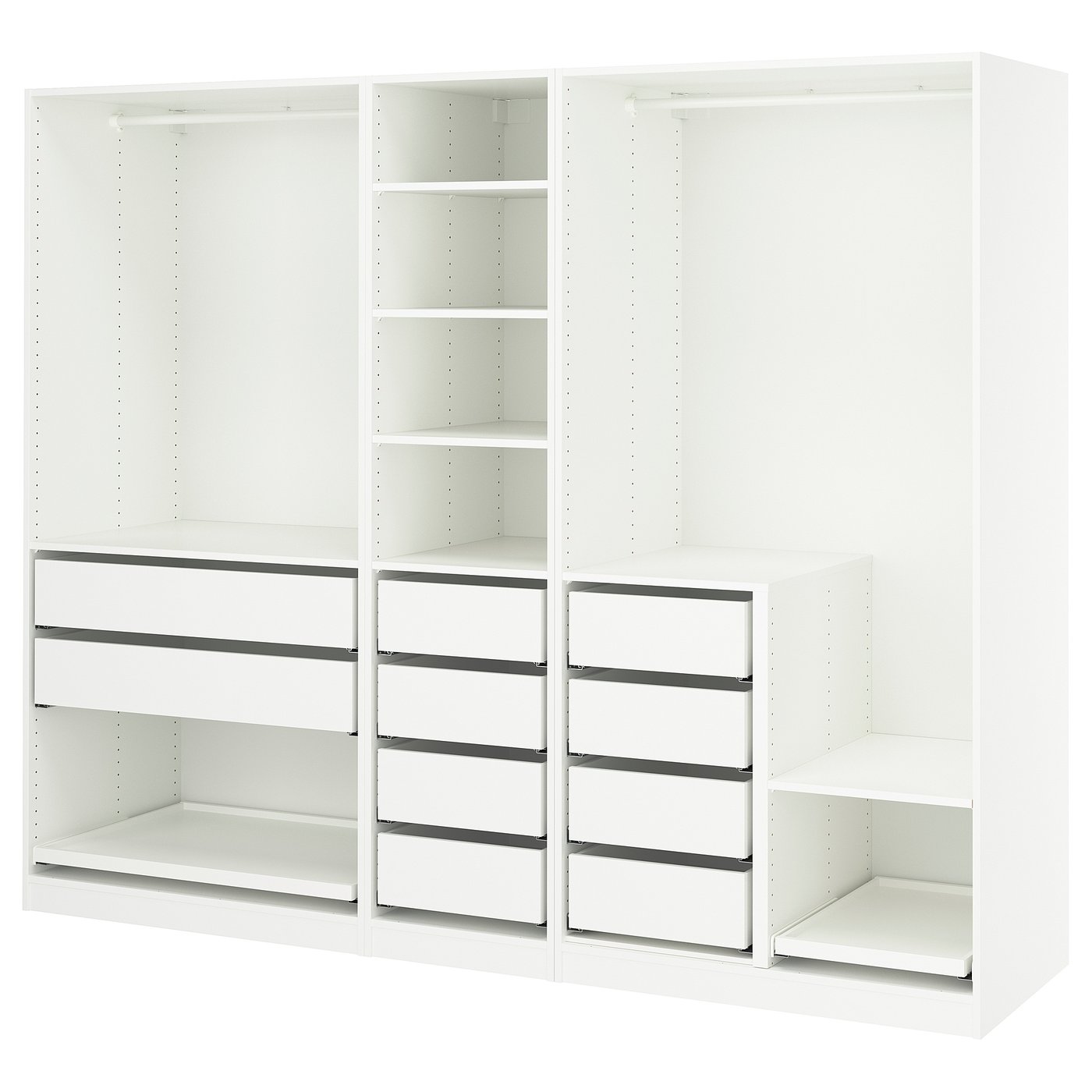 PAX wardrobe combination, white, 250x58x201 cm (983/8x227/8x791/8