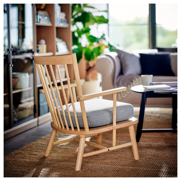 PERSBOL Armchair, birch/Tibbleby beige/gray