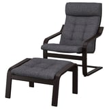 POÄNG Armchair and footstool, black-brown/Gunnared dark gray