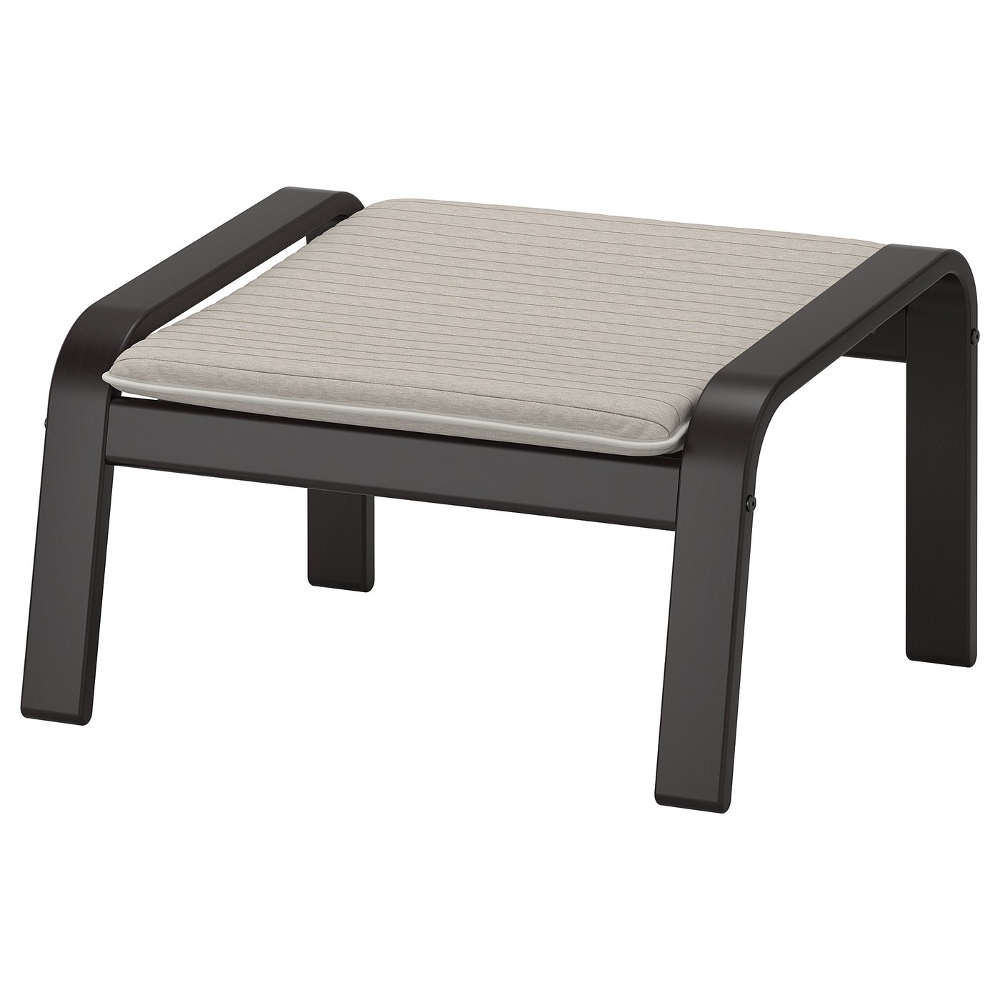 POÄNG armchair and footstool, black-brown/Knisa light beige - IKEA CA