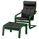 POÄNG Armchair and footstool, dark green/Grann black