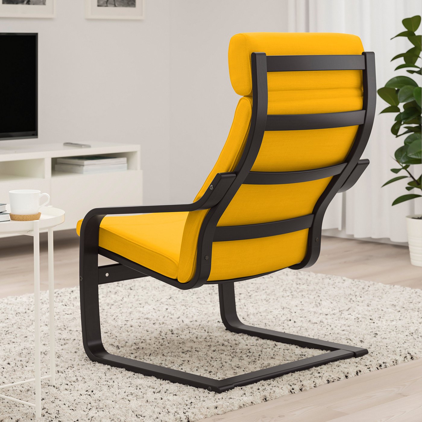 IKEA POÄNG ポエング イエロー POÄNG armchair, brown/Skiftebo yellow