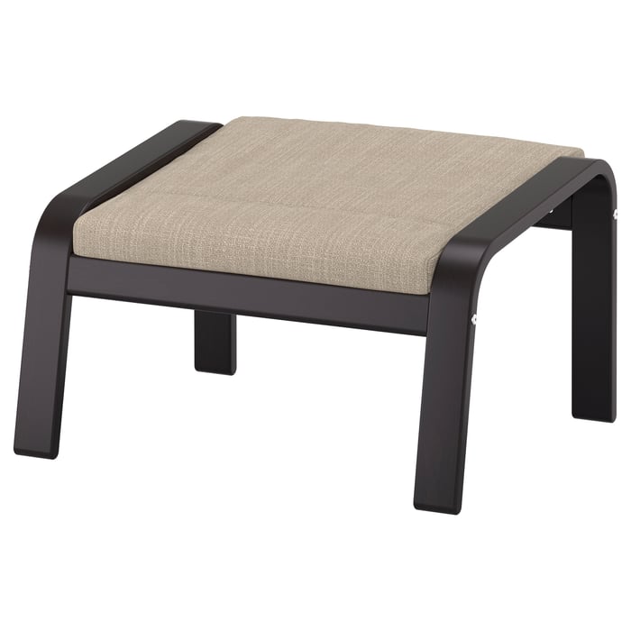 POÄNG footstool, blackbrown/Hillared beige IKEA CA
